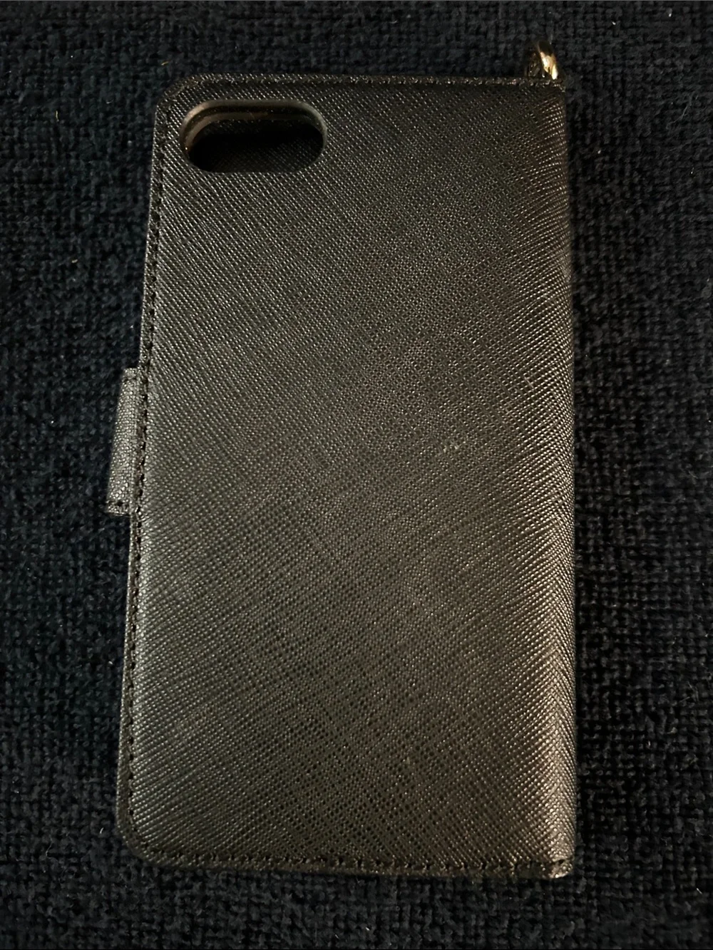 Michael Kors Black Saffiano Leather Phone and Card Wallet with Gold Logo